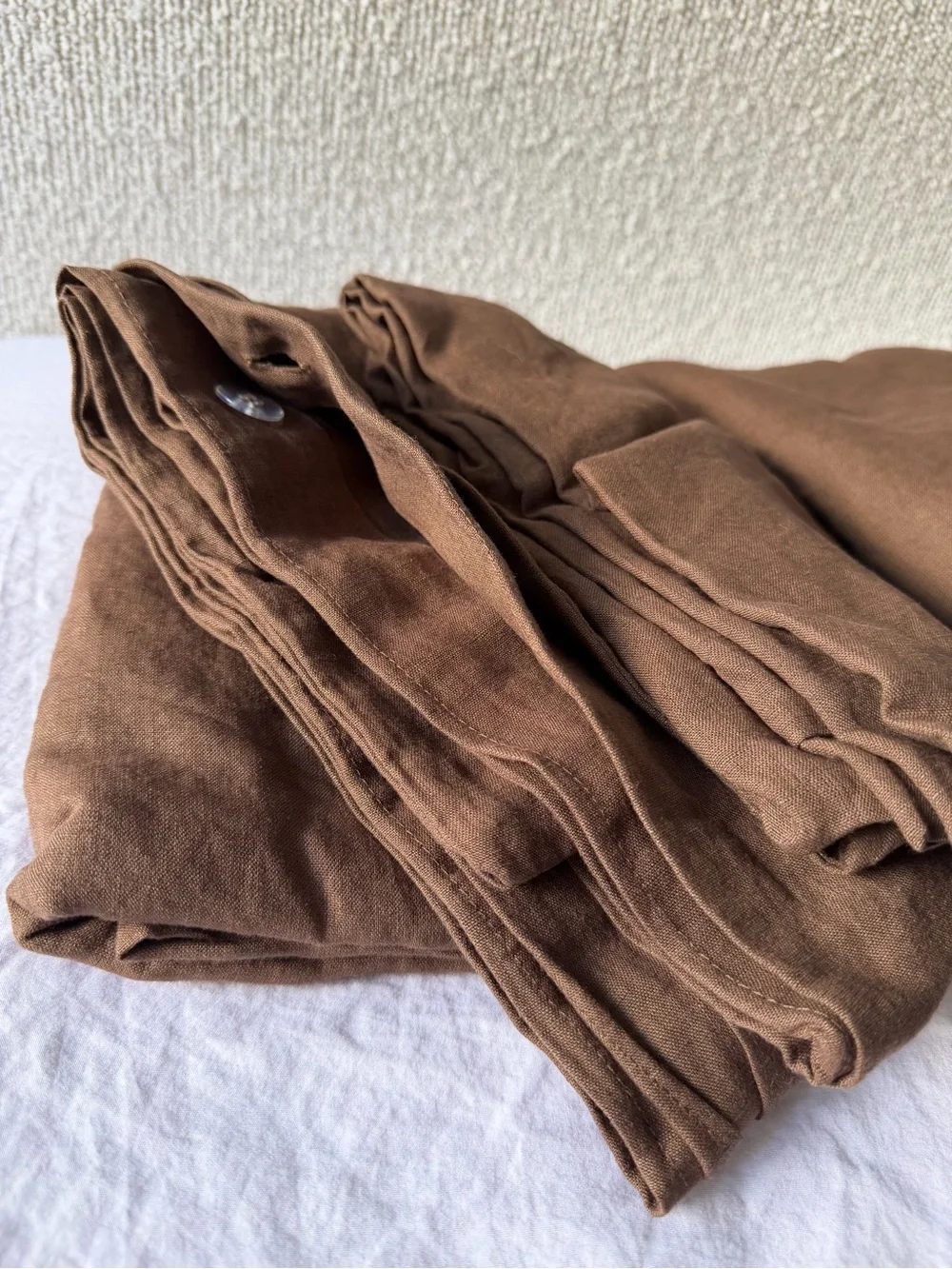 Quince European Linen Duvet Cover Set Full/Queen Espresso 3 Piece